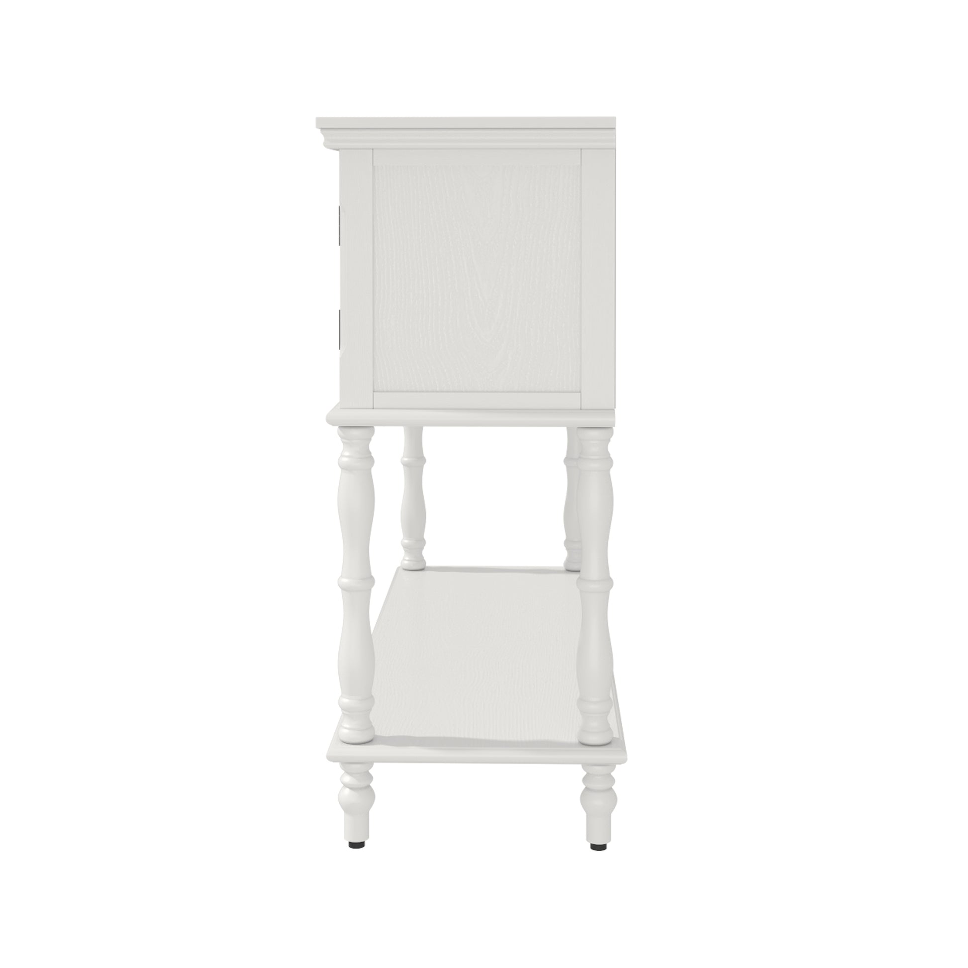 HLR 42" Farmhouse Modern Console Table, Entryway Table with Storage Shelf for Living Room, White