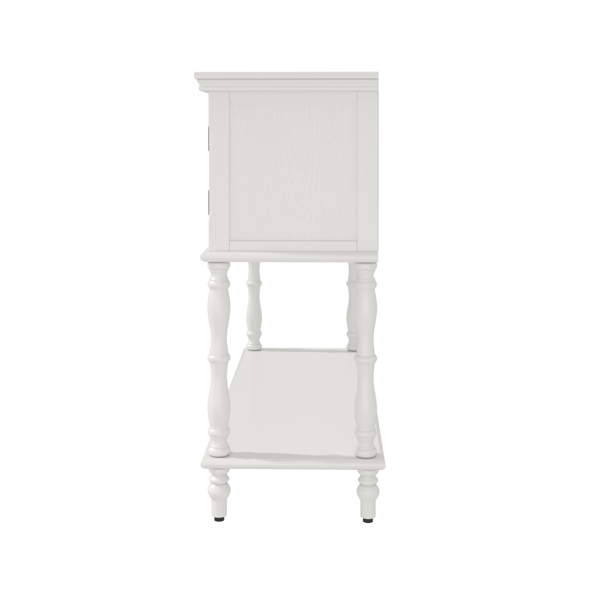 HLR 42" Farmhouse Modern Console Table, Entryway Table with Storage Shelf for Living Room, White