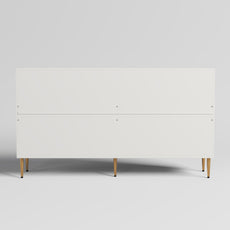 HLR 58" Modern Accent Sideboard Cabinet, 4 Doors, Adjustable Shelves, Fluted Storage Cabinet, White