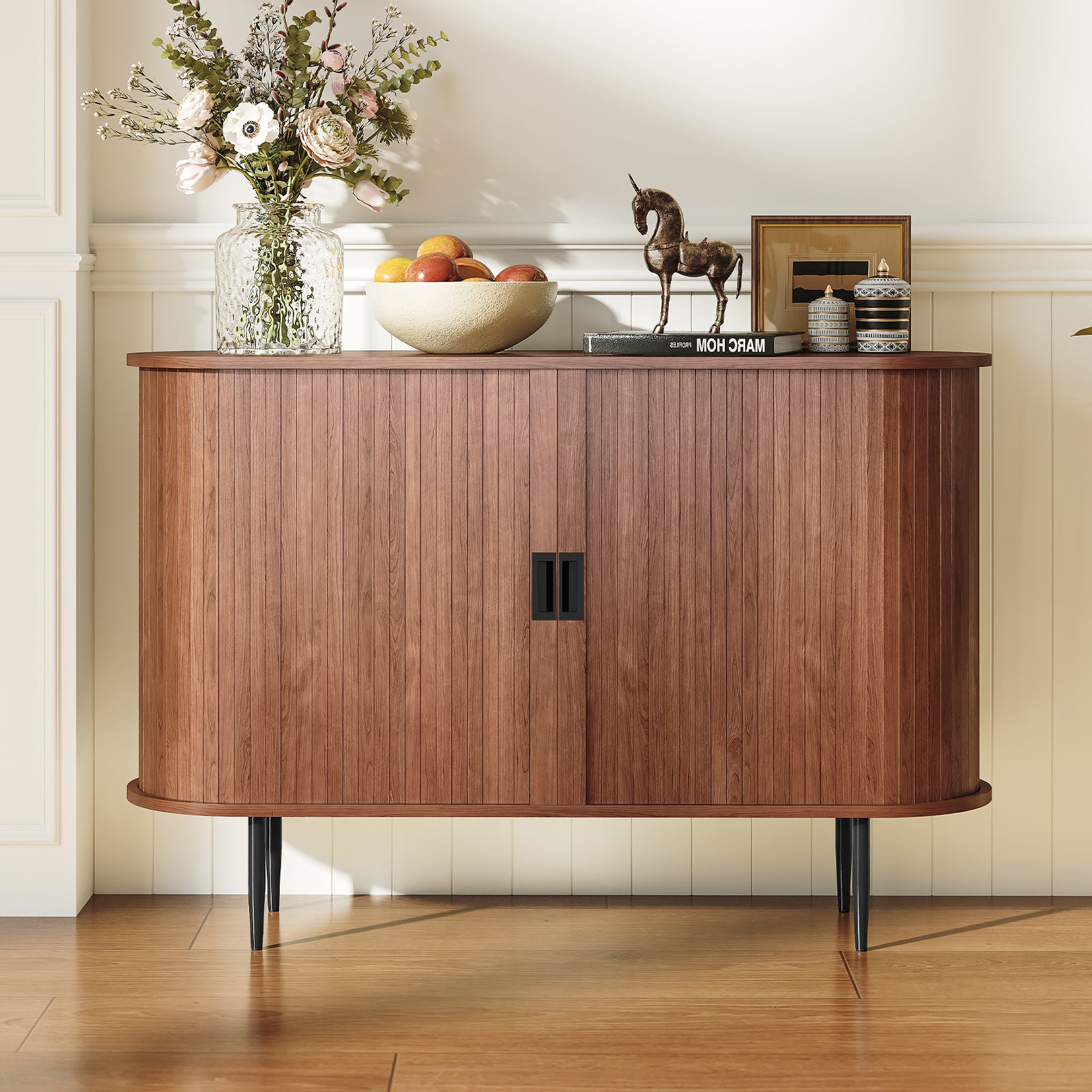 CBJCBJ 47" Sideboard Buffet Cabinet with Storage, Modern Accent Cabinet for Dining Room, Brown