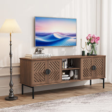 CBJCBJ Modern Mid Century 63" TV Stand for 70" TV with Storage, Entertainment Center for Living Room, Walnut