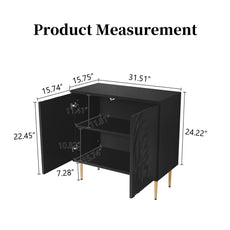 CBJCBJ Morden Floral 2 Doors Storage Cabinet Credenzas & Buffet Sideboards with Adjustable, Black