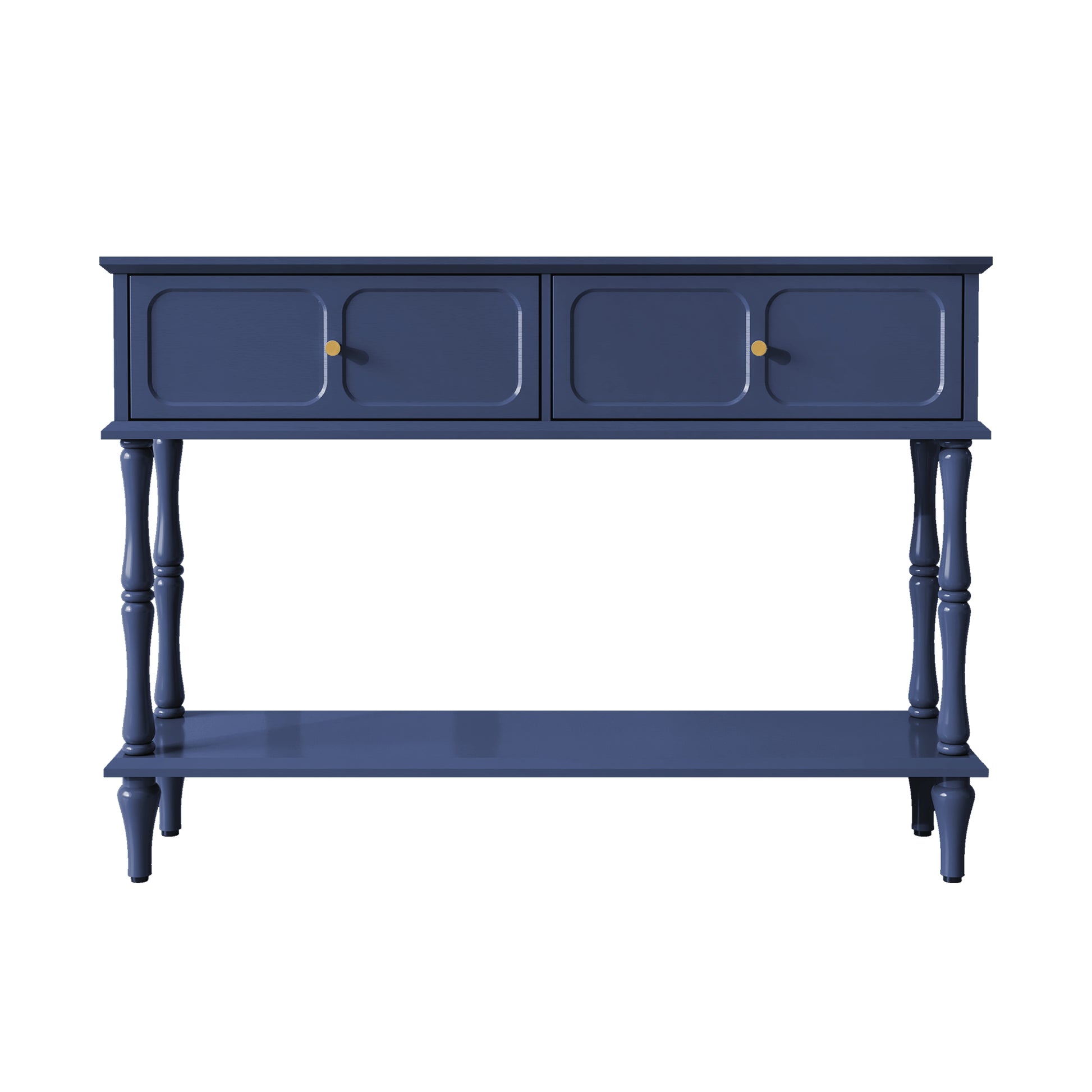 HLR 42" Mid Century Console Table, Aged Finish Entryway Table with Storage Shelf for Hallway, Navy Blue