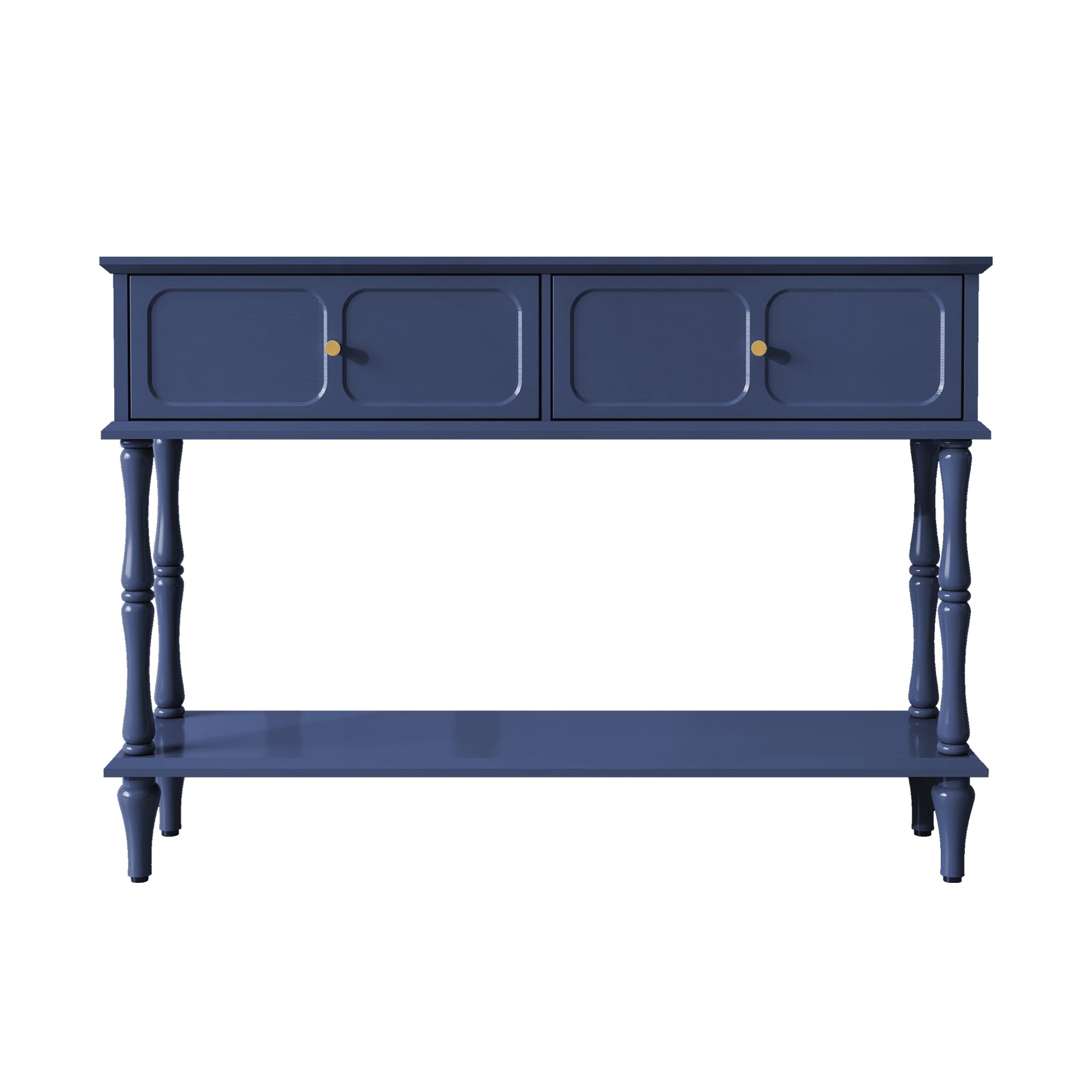 HLR 42" Mid Century Console Table, Aged Finish Entryway Table with Storage Shelf for Hallway, Navy Blue