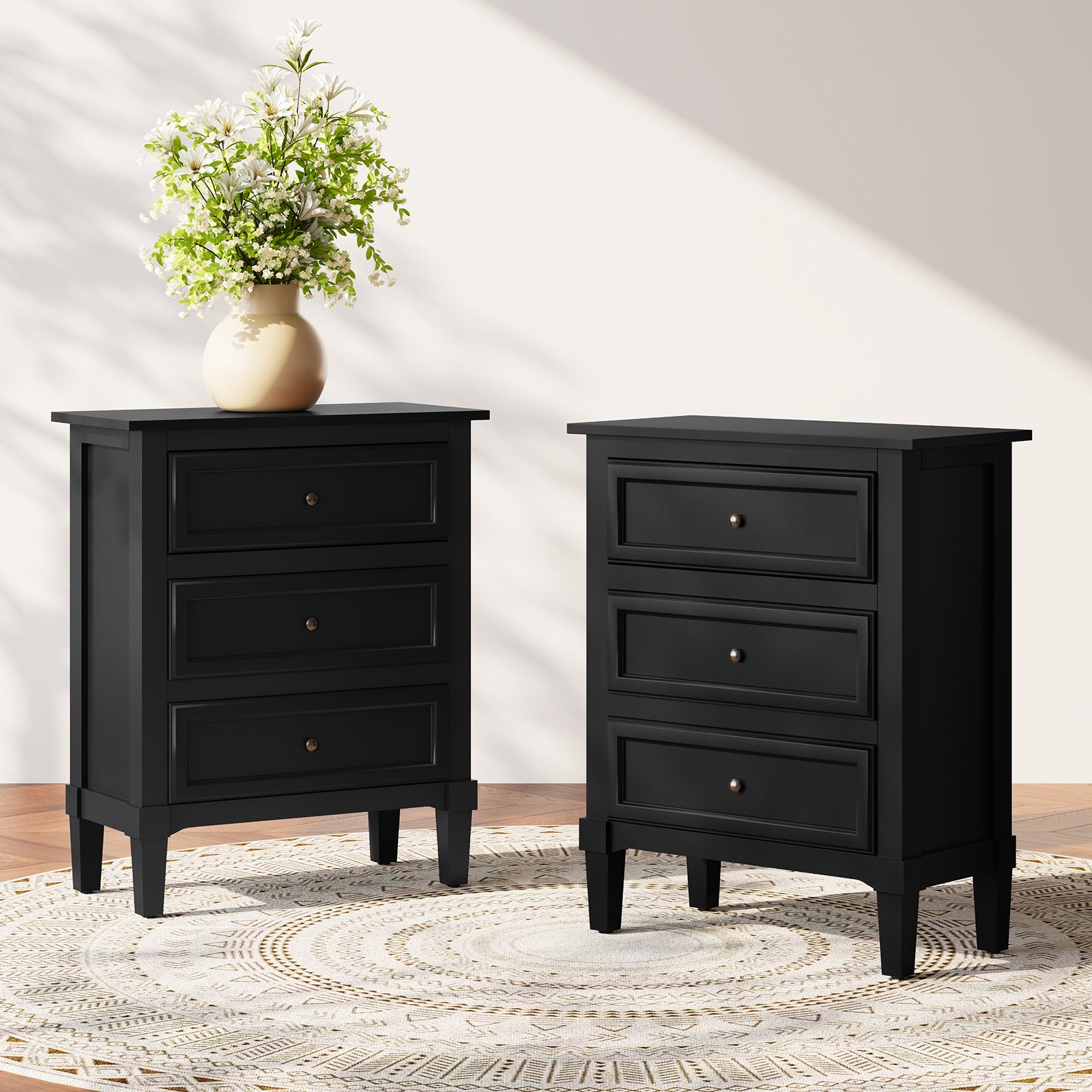 HLR® 20'' Wide 3 Drawers Vintage Nightstands Set of 2