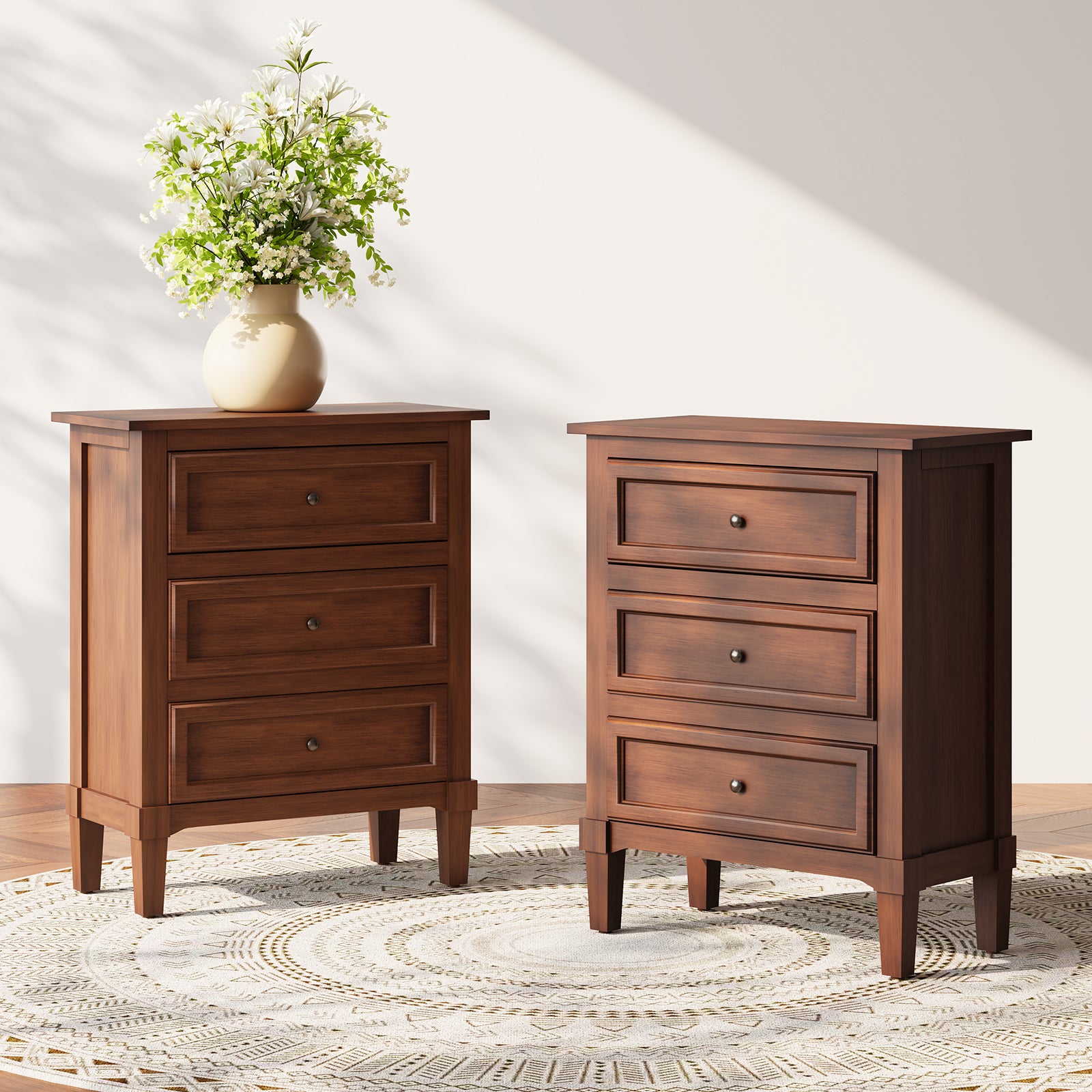 HLR® 20'' Wide 3 Drawers Vintage Nightstands Set of 2