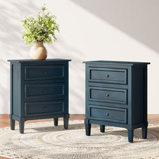 HLR® 20'' Wide 3 Drawers Vintage Nightstands Set of 2