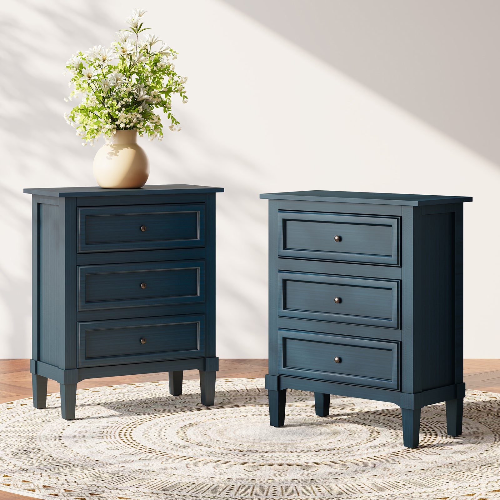 HLR® 20'' Wide 3 Drawers Vintage Nightstands Set of 2