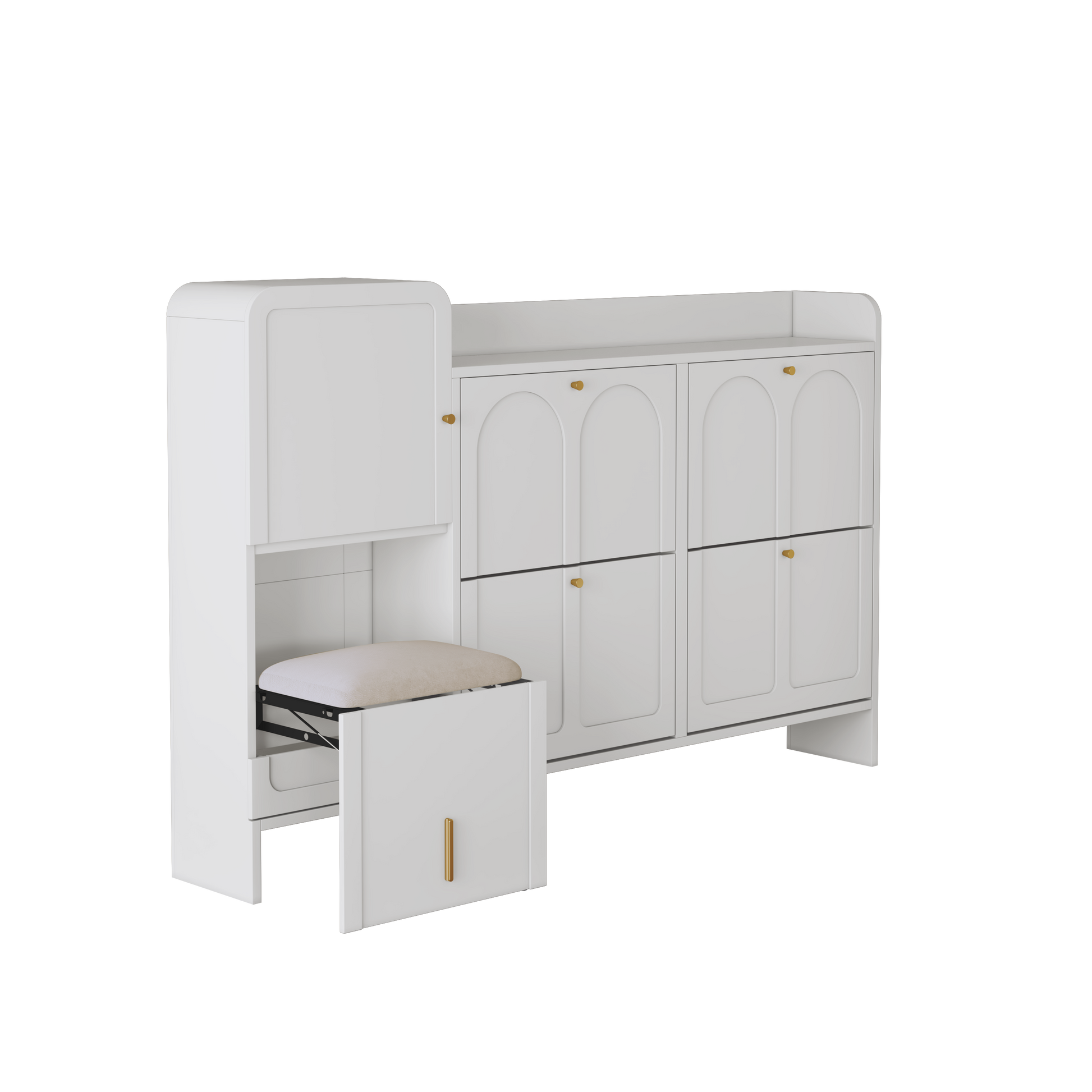 HLR® Modern Large Shoe Cabinet with 4 Flip Drawers