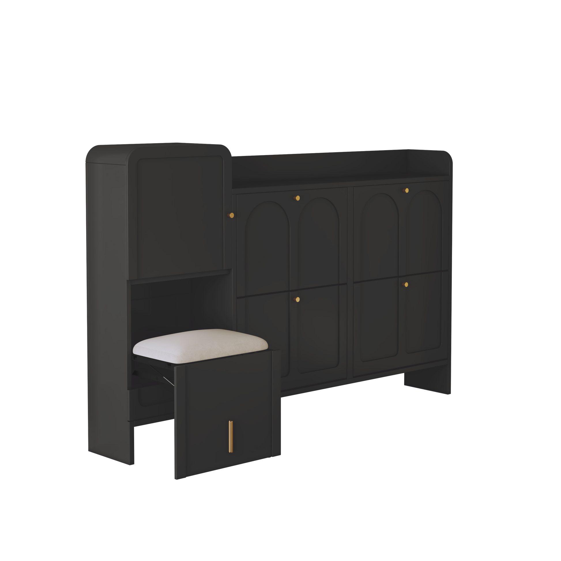 HLR® Modern Large Shoe Cabinet with 4 Flip Drawers