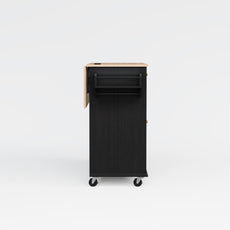 HLR Mid-Century 60" Kitchen Island with Trash Can Storage, Rolling Island Table, Black