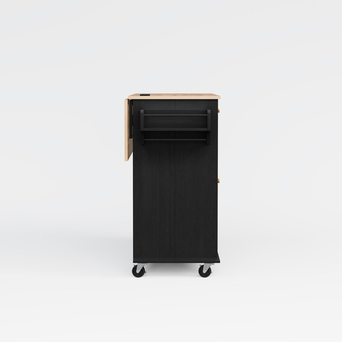 HLR Mid-Century 60" Kitchen Island with Trash Can Storage, Rolling Island Table, Black
