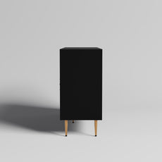 HLR 58" Modern Accent Sideboard Cabinet, 4 Doors, Adjustable Shelves, Fluted Storage Cabinet, Black