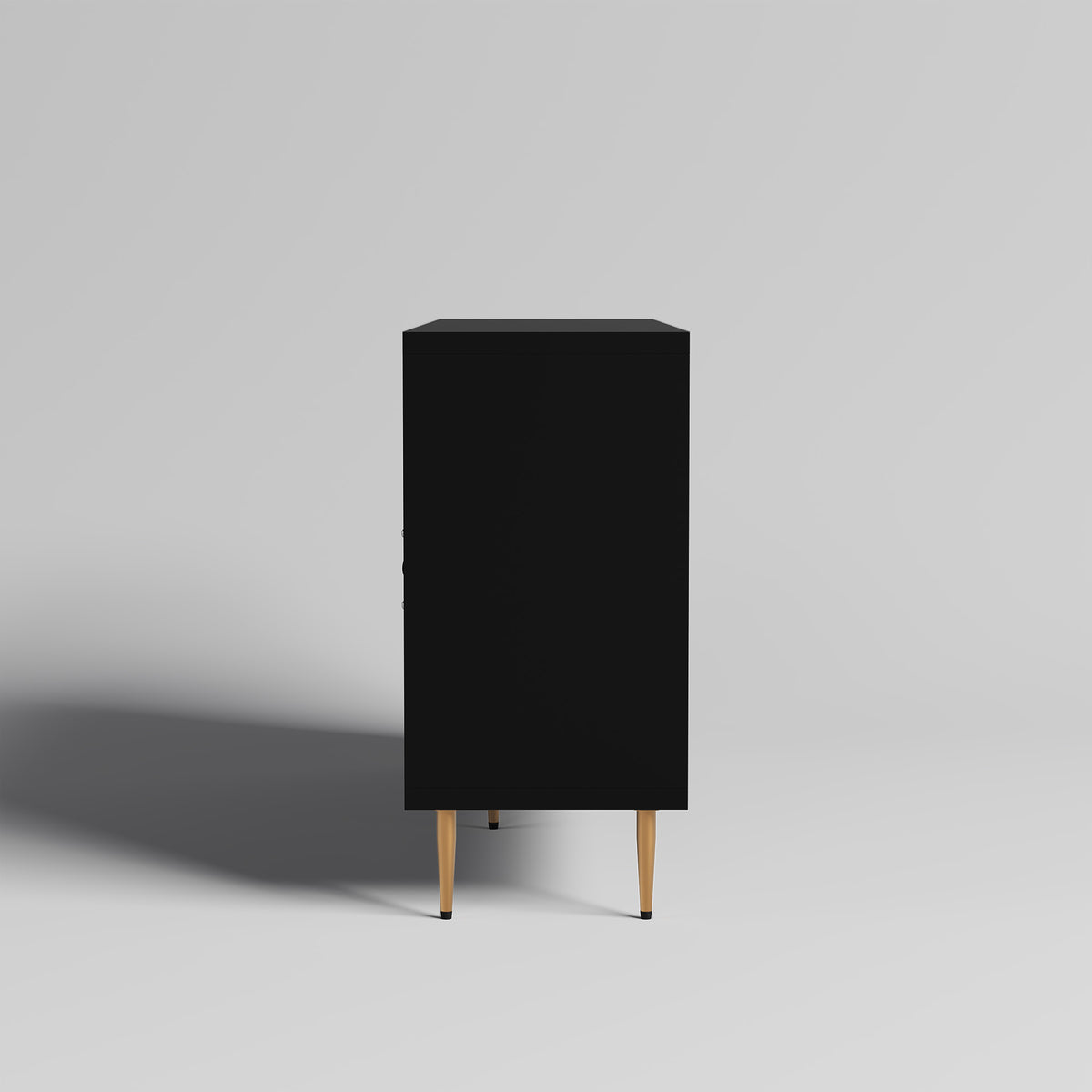 HLR 58" Modern Accent Sideboard Cabinet, 4 Doors, Adjustable Shelves, Fluted Storage Cabinet, Black