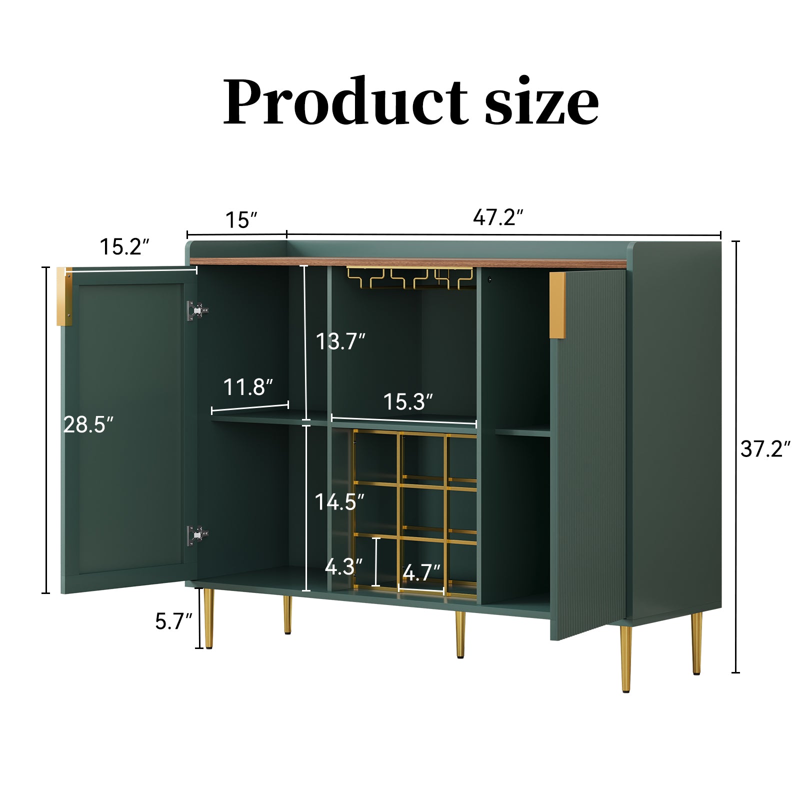 CBJCBJ 47" Modern Storage Wine Bar Cabinet with Cup Holder and Wine Rack for Dining