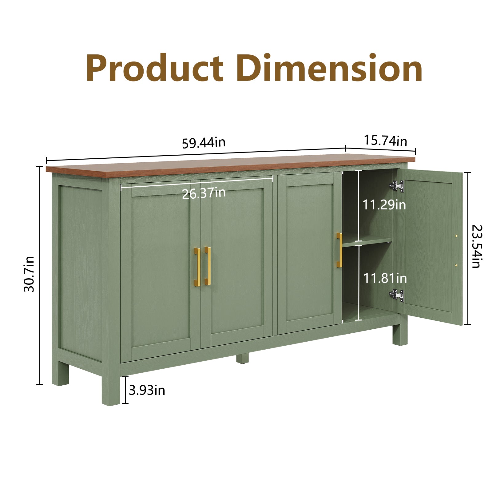 CBJCBJ 58” Modern Sideboard Buffet Cabinet, Living Room Accent Cabinet with Storage, for Kitchen