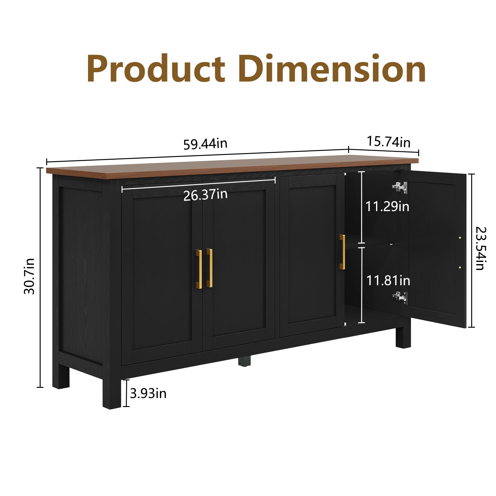 HLR® Large Sideboard Buffet Cabinet with Storage, 59.4" Modern Coffee Bar Cabinet for Dining Room