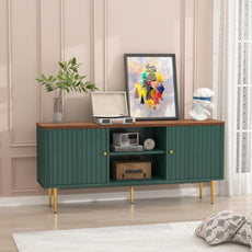 HLR® 55” Fluted TV Stand, Mid Century Modern White TV Stand for 55/60/65 inch TV
